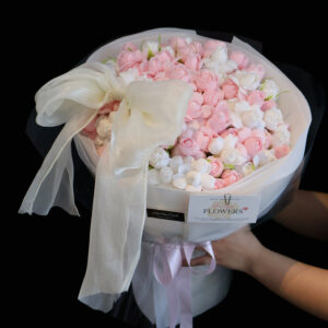 Alternative view of Bó hoa sáp hồng plume form tròn